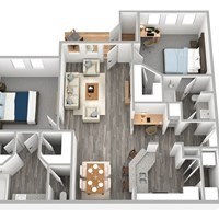 Floor plan for 2 beds, 2 baths, 1134 sqft